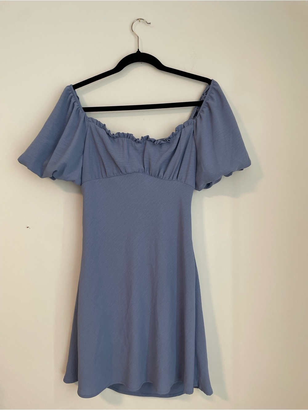 Dusty Blue Off-Shoulder Flutter Sleeve Dress